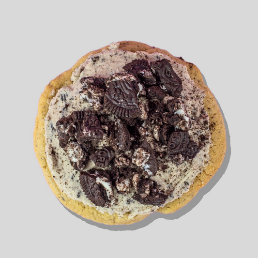 Cookies n Cream Maxi cookie with Oreo buttercream frosting and crushed Oreos.